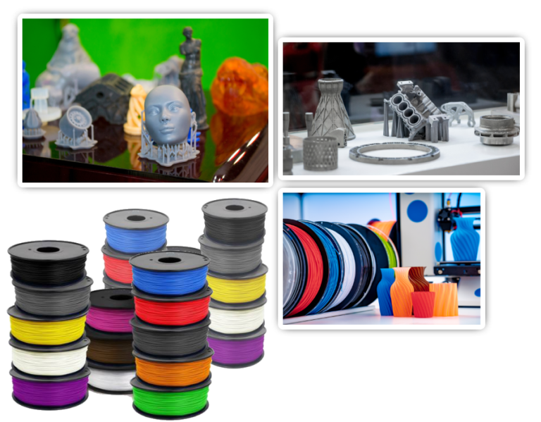 Various material types supported by Ex3Dp printers